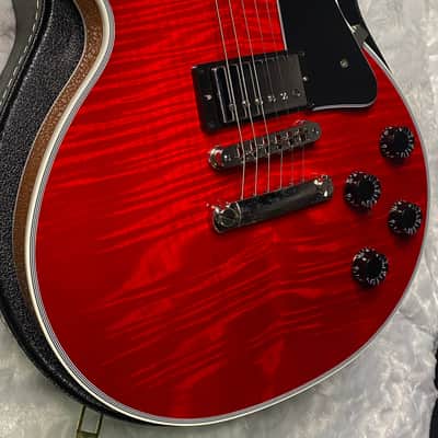 NEW! Gibson Dealer Select Custom Shop Les Paul Custom AAA Figured Flame Top - Transparent Red / Natural Back - Authorized Dealer - WOW! 9.5 lbs - G07455 image 8