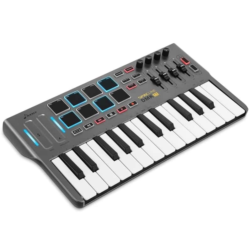 Professional Mini 25 Key USB MIDI Keyboard Controller With 8 Backlit Drum Pads Knobs control slider image 1