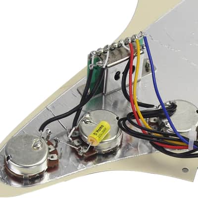 Alnico 5 Prewired Pickguard 3 Single Coil Pickups Loaded Electric Guitar Pickguard-Cream image 3