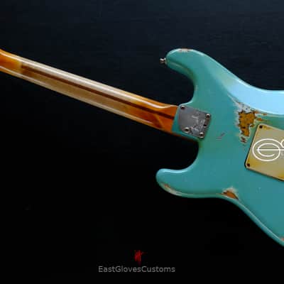 Fender Stratocaster American Deluxe Daphne Blue HSS Made in USA Relic Aged image 11