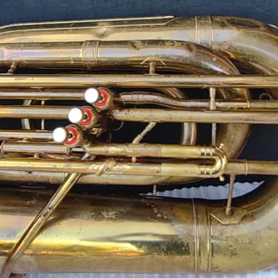 Reynolds Contempora 3v BBb Recording Tuba ~1959 - Lacquer & raw brass image 6