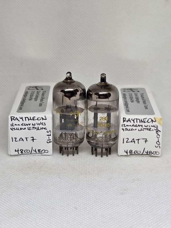 ***RARE*** Raytheon 12AT7 Gray Plate Perfectly Matched Pair NOS ECC81 image 1