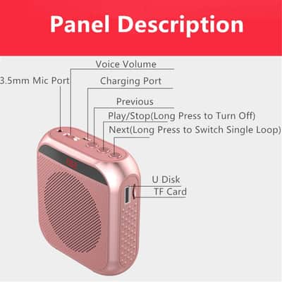 Portable Voice Amplifier with Wired Microphone Headset Rechargeable PA System Speaker Personal Microphone Speech Amplifier Power Amplifiers Loudspeaker for Teachers/Metting/Tour Guide (Rose Gold) image 3