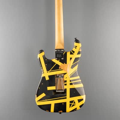 EVH Limited Edition Striped Series Frankenstein Frankie - Black w/ Yellow Stripes Aged image 5