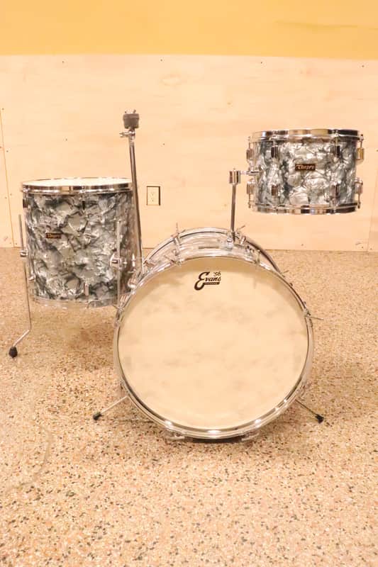 Tempro 3pc Drum Kit Set Black Pearl Vintage 1970's MIJ image 1