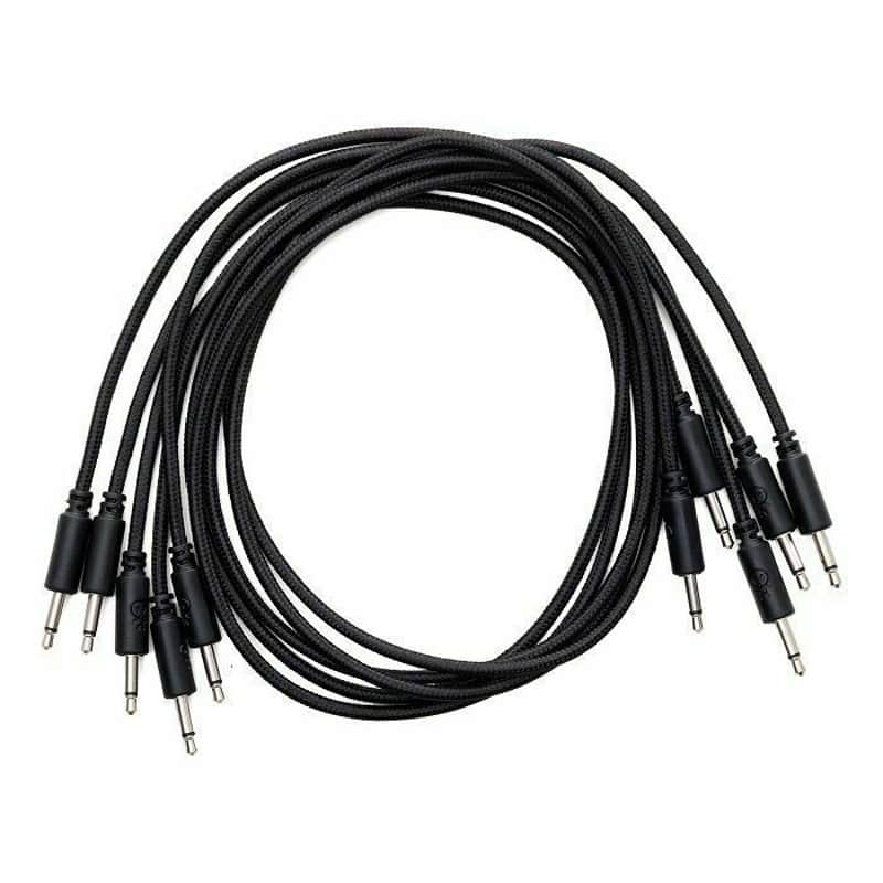 Erica Synths 3.5mm TS Mini-Jack Plug Braided Patch Cables (60cm/black/pack of 5) image 1