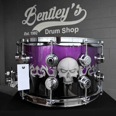 ~NEW~ DW Collector's Series SSC Pure Maple 8x14 Snare Drum in Exotic Sawblades & Skulls Graphics w/ Chrome Hardware image 5