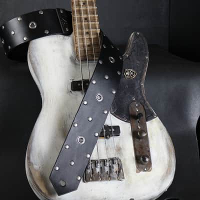 Studded Leather Guitar Strap. 47” to 54” Adjustable. 2.5” wide BLACK image 8