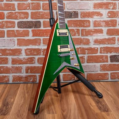 Jackson USA Custom Shop RR 2H TOM FMT MAH Rhoads Flame Maple Slab Top in Transparent Green 2025 w/OHSC image 3