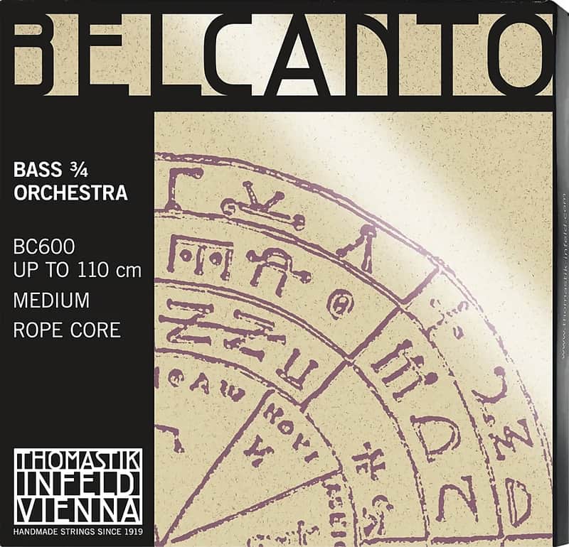 Thomastik-Infeld BC600 Belcanto Chrome Wound Rope Core 3/4 Double Bass Orchestra String Set - Medium image 1