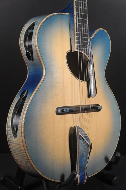 2015 Mirabella Oval Hole Archtop Blue Sunburst with Side Trapdoors image 1