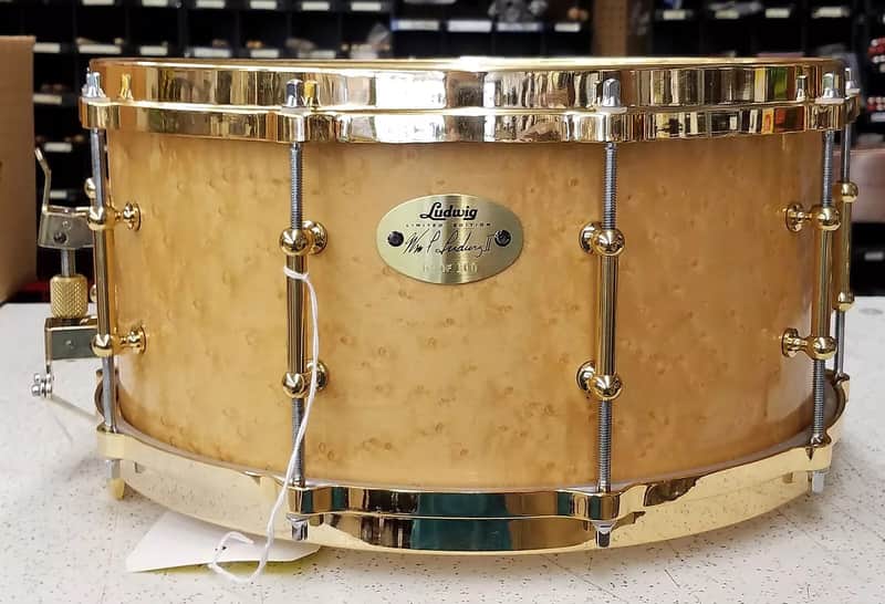 Ludwig LM2000MX6 Limited Edition Millennium 6.5x14" 10-Lug Birdseye Maple Snare Drum with Tube Lugs, Brass Hardware 2001 image 3
