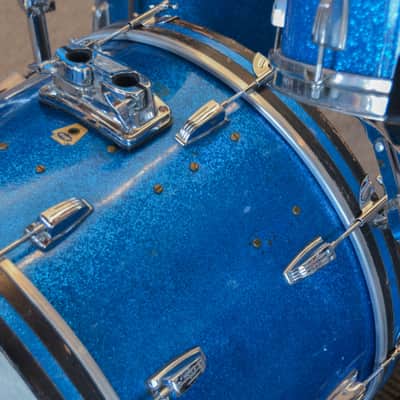 USED Ludwig 4pc Drum Kit - Transition Badge, "Blue Sparkle" image 5