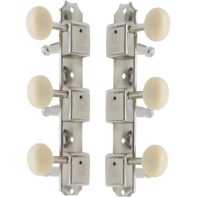 Tuners - Kluson, plastic, 3 on plate, nickel image 1