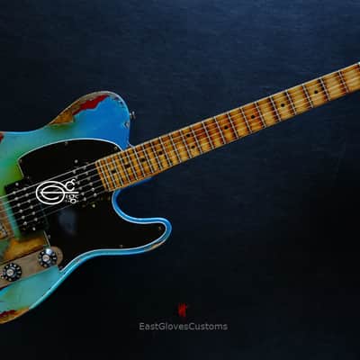 Fender Telecaster Blacktop HH Daphne Blue/Pelham Blue Heavy Aged Relic image 10