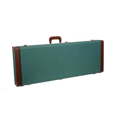 Crossrock Master Series - Wooden Jazzmaster/Jaguar Style Electric Guitar Case - Security Lock, Genuine Leather Handle, Reinforced Hardware, Metal Feet, Storage Space- Malachite Blue Tweed image 2