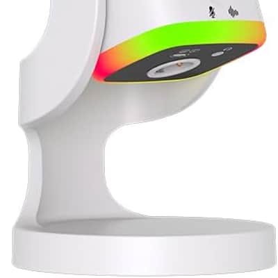USB/XLR Desktop Dynamic Microphone with RGB Light, Noise Reduction & Mute Button for Podcast Recording, PC Computer Gaming Streaming Mic with RGB Light, Mute Button, Headphones Jack (White) image 1