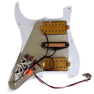 Strat Style Guitar HSS Prewired Loaded Pickguard, Large Pole, Dual Rail Pickups image 6