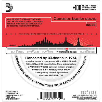 D'Addario EJ17 Medium Phosphor Bronze Acoustic Strings 13-56 image 2