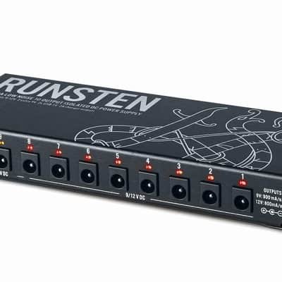EBS Runsten Isolated Pedalboard Power Supply - 10 DC Outputs up to 900mA, Switchable 9V/12V, 2 USB Ports, Ultra-Low Noise, Universal 100-240V, Compact 310g image 1