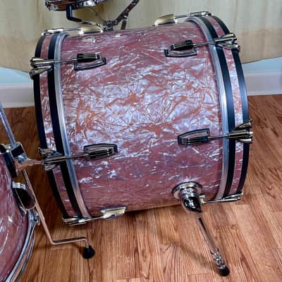 Ludwig Classic Maple Downbeat Drum Set Rose Marine Pearl 20/12/14 image 5
