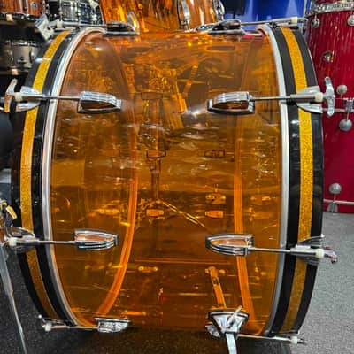 Vintage Ludwig Amber Vistalite 4-Piece Zep Bonham 14/16/18/26 Drum Kit Set image 9