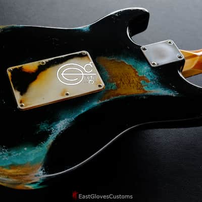 Fender Fender Stratocaster Floyd Rose HSS Black/Blue Inspired by Joe Strummer Aged Heavy Relic Black image 6