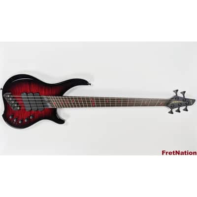 Dingwall AB1 Afterburner 1 RedBurst 5-String Multi-Scale Fanned Fret Bass Flame Maple Darkglass image 2