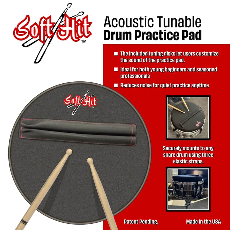Soft Hit Acoustic Tunable Drum Practice Pad image 1