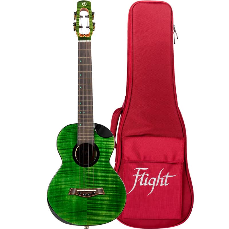 Flight Comet EQ-A Green Tenor Ukulele New - solid stained flamed maple top image 1
