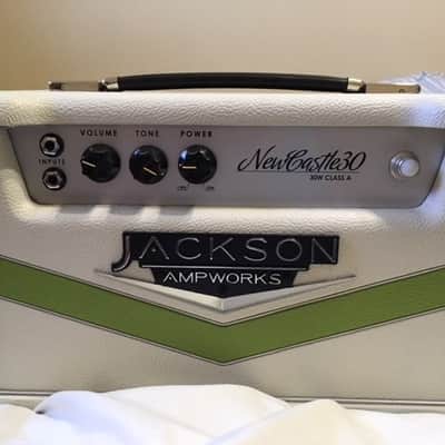 Jackson Ampworks NewCastle 30 Head + Isolation 1x12 Cab — Boutique Tube Amp 2016 - White with lime green inlays image 2