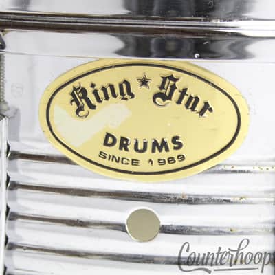 *Pearl "King Star" 14x5"Snare Drum Steel Chrome COS Shell 10-Lug 5-Line Ridges* image 2