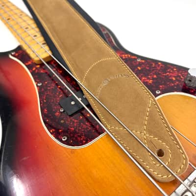 Walker and Williams C-22-SB New Brown Roughout Handmade Soft Signature Suede Leather 3" Wide Guitar Strap For Acoustic, Electric, And Bass Guitars image 5