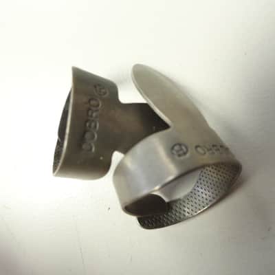 Vintage "Dobro" Branded Metal Fingerpicks 1930s - Dopyera Resonator Guitar Banjo image 3