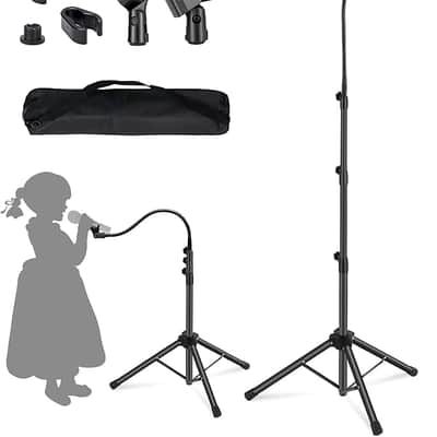 Boom Mic Stand-Kangziliang Mike Stand Gooseneck Microphone Stand Tripod Adjustable Height 3'- 6' with Mic Clips and 3/8" - 5/8" Adapter Microphone Stand for Singing image 1
