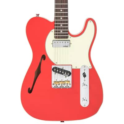 Vintage ReIssued Series V72FR Tele Style Semi-Hollow Body Guitar - Firenza Red image 5