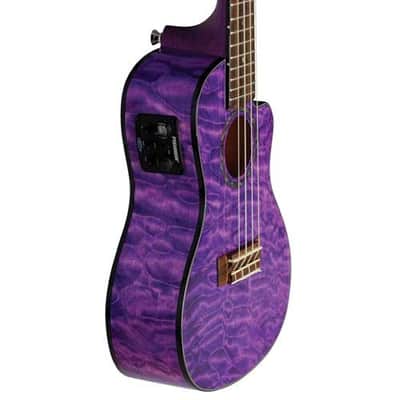 Mint Lanikai Quilted Maple Purple Stain Concert A/E Ukulele with Polyfoam Hard Case image 4