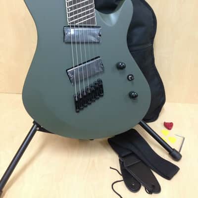 Haze-7 MGS Fanned Frets 7-String Electric Guitar,Military Green+ Free Gig Bag image 3