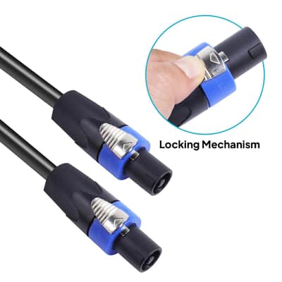 Pack of 2 Speakon Cables 3 Feet, 12 Gauge 4 Conductor Speak-On to Speak-On Cable for DJ Live Performance, Studio, Stage Wire with Twist Lock (1pc Blue & 1pc Orange) image 3