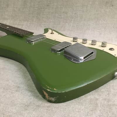 Vintage 1965 Airline Bighorn Green Solid Body Electric Guitar USA Made Kay + Original Gig Bag RARE image 9