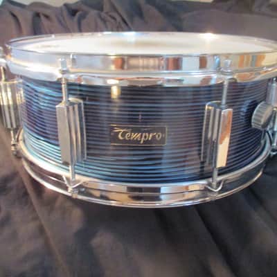 Tempro Vintage 14 x 5 Snare Drum, 1960s Japan Made, Blue Strata, Exceptional Original! image 7