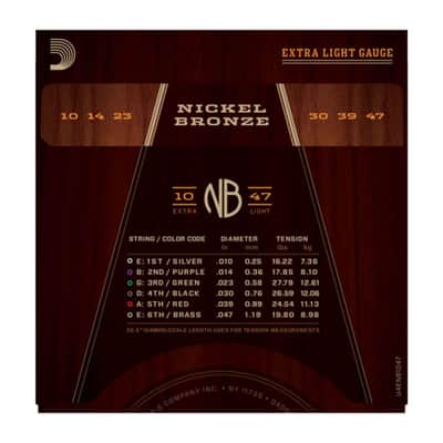 D'Addario NB1047 10-47 Nickel Bronze Acoustic Extra Light - Acustic Guitar Strings image 3