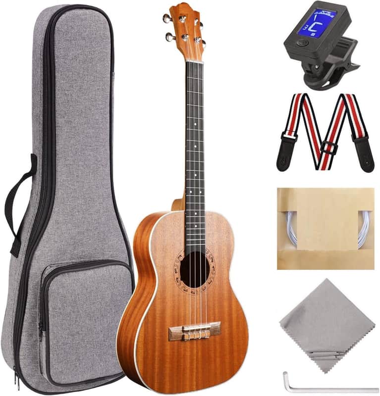 Baritone Ukulele 30 inch Ukelele Instrument Kit for Beginners Starter Pack Bundle Gig bag, Tuner, Strap, Adjustable Tool Set image 1