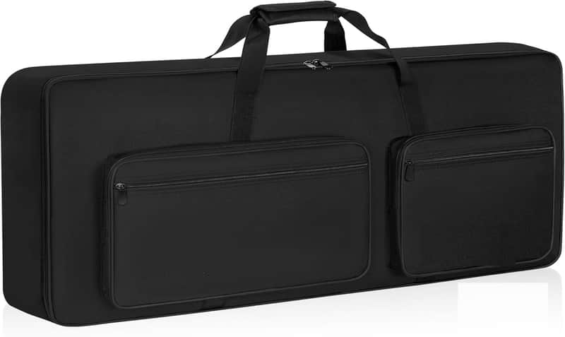 Padded 8mm Shockproof Slim61 Keys Keyboard Case Electric Piano Keyboard Gig Bag Well Protection with Adjustable Straps and 4-Pocket for Keyboard Accessaries, Black (Interior: 37.8”×13”×6”) image 1