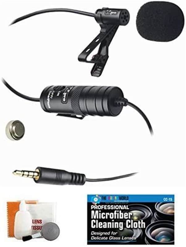 Vidpro Lavalier Condenser Microphone for DSLRs, Camcorders & Video Cameras 20' Audio Cable + Accessory Kit image 1