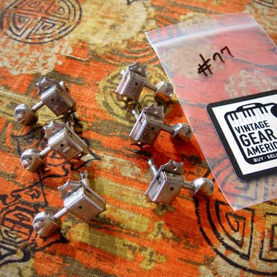 Newer Grover Guitar Tuners Kluson Deluxe Copies (3) on a side - Chrome with Metal Buttons image 2