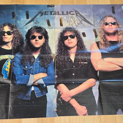 Metallica Autograph 1988 (Jason Newsted,James Hetfiel...) 1988 + Kirk Hammett's Guitar Pick 1988 image 1