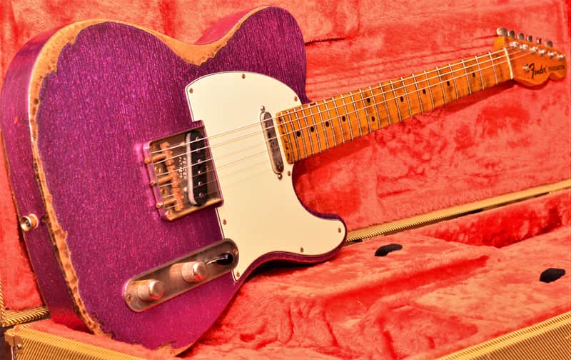 American Fender Custom Telecaster 2017 Magenta Sparkle Heavy Relic Lindy Fralins image 1