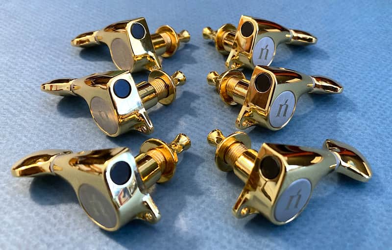 Natasha Guitars 1:18 Gold Tuner Set 3L x 3R • Removed from brand-new Natasha OM7 to replace with 1:21 Gotohs • FREE ship! image 1