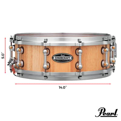 Pearl STAVECRAFT 14"X5" THAI OAK SNARE DRUM, HAND-RUBBED NATURAL image 2
